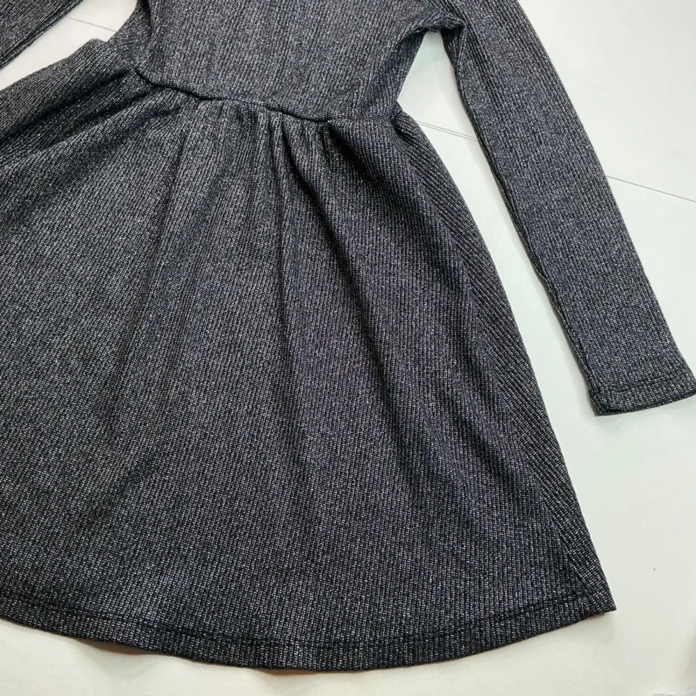 Rare Editions Silver Metallic Cowl Neck Dress Kids Size 12 Shimmer Long Sleeve